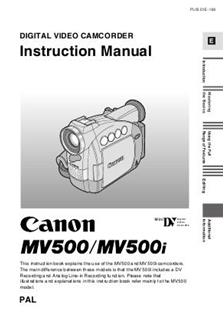 Canon MV 500 i manual. Camera Instructions.
